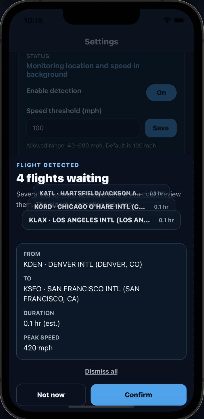 GPS flight detection